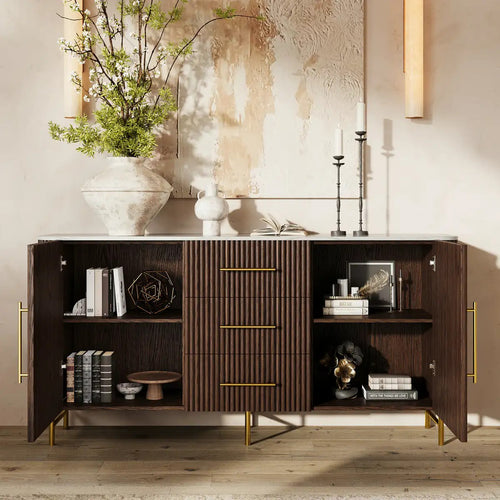 Aura Fluted Oak Stone Sideboard