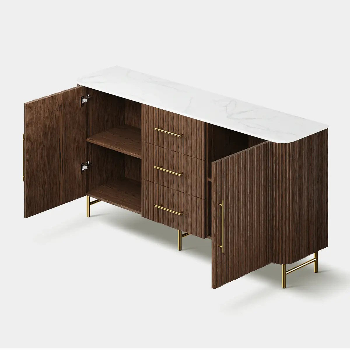 Aura Fluted Oak Stone Sideboard