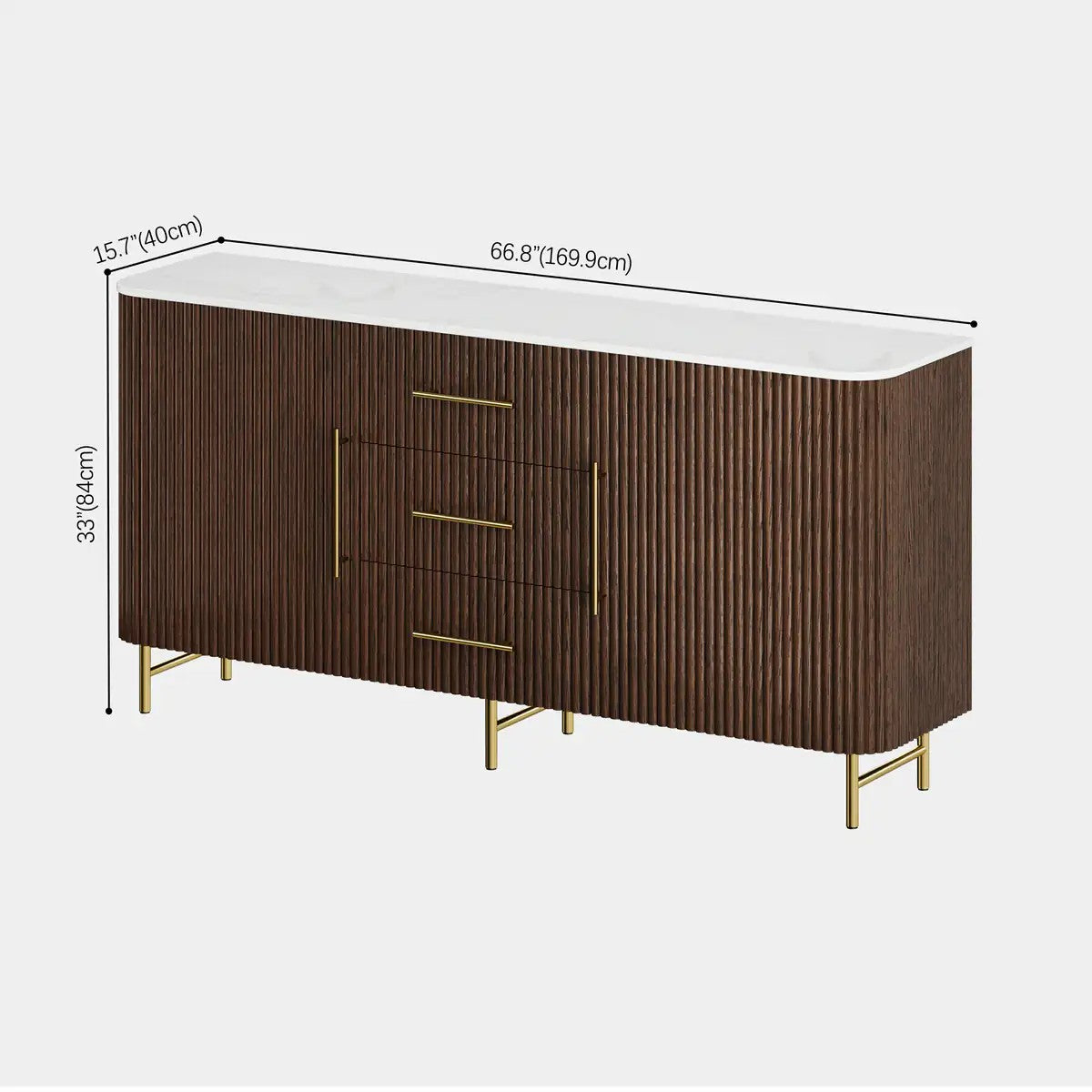Aura Fluted Oak Stone Sideboard