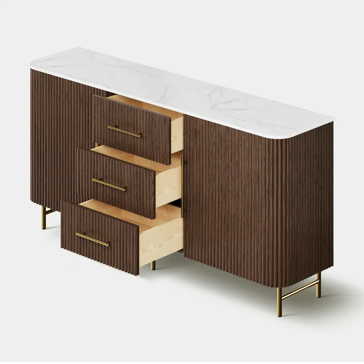 Aura Fluted Oak Stone Sideboard