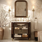 Aura Fluted Oak Stone Bathroom Vanity 36“