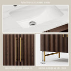 Aura Fluted Oak Stone Bathroom Vanity 36“