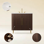Aura Fluted Oak Stone Bathroom Vanity 36“