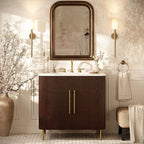 Aura Fluted Oak Stone Bathroom Vanity 36“