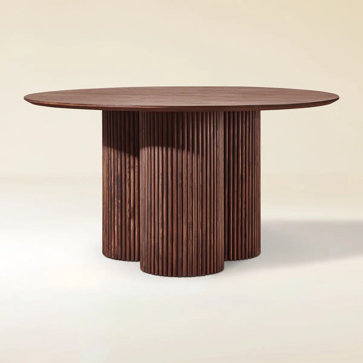 Aura Fluted Oak Wood Dining Table 54"D