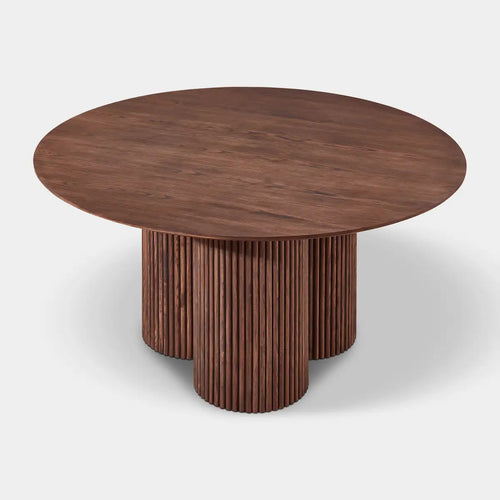 Aura Fluted Oak Wood Dining Table 54"D