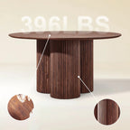 Aura Fluted Oak Wood Dining Table 54"D