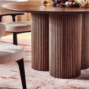 Aura Fluted Oak Wood Dining Table 54"D