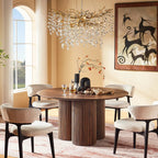Aura Fluted Oak Wood Dining Table 54"D