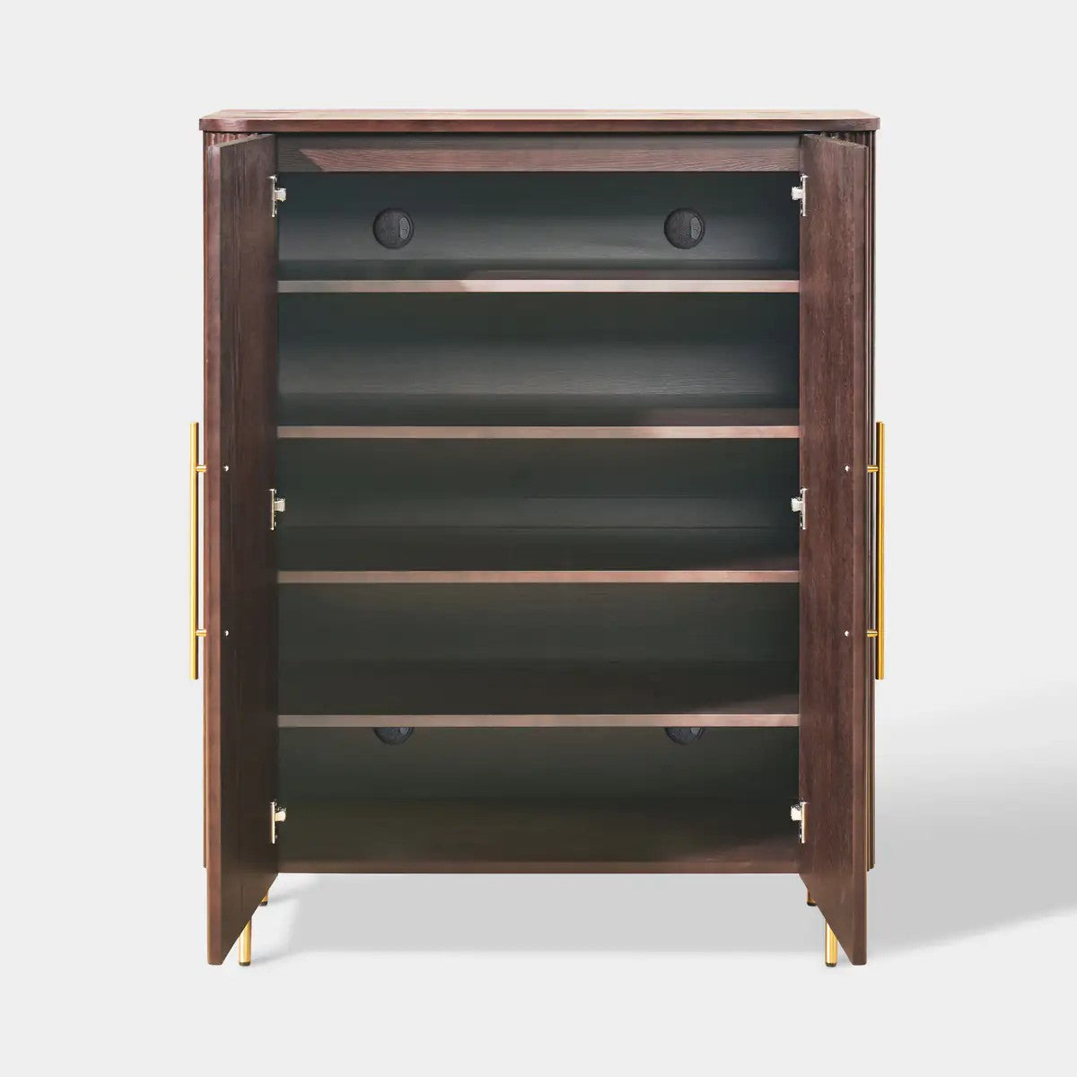 Aura Fluted Oak Wood Shoe Storage 47"W