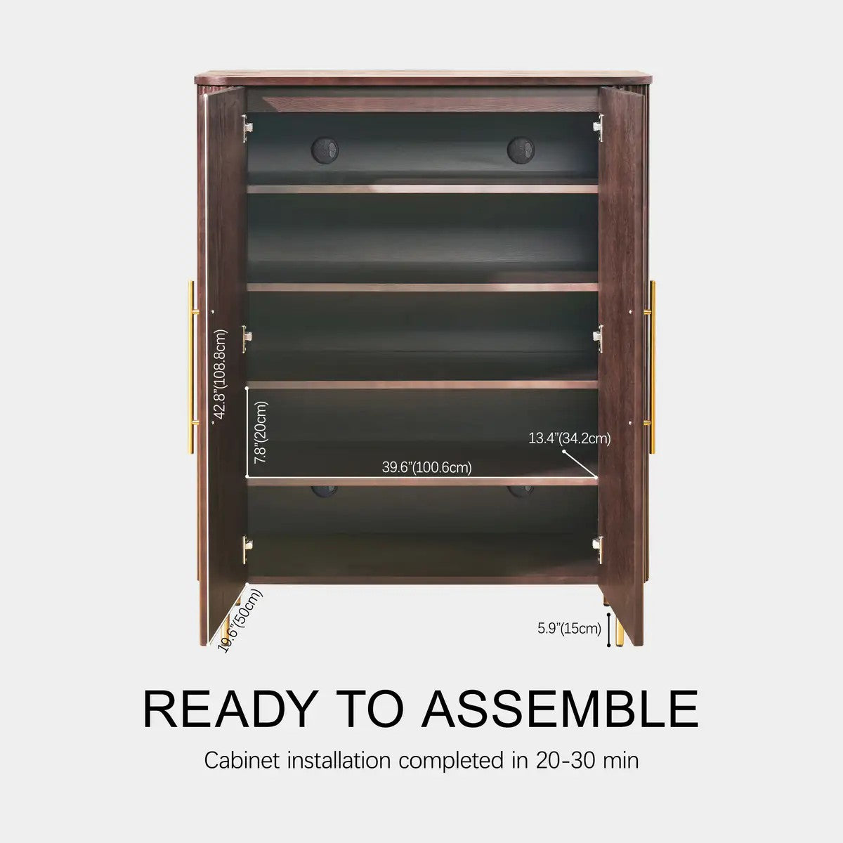 Aura Fluted Oak Wood Shoe Storage 47"W