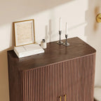 Aura Fluted Oak Wood Shoe Storage 47"W