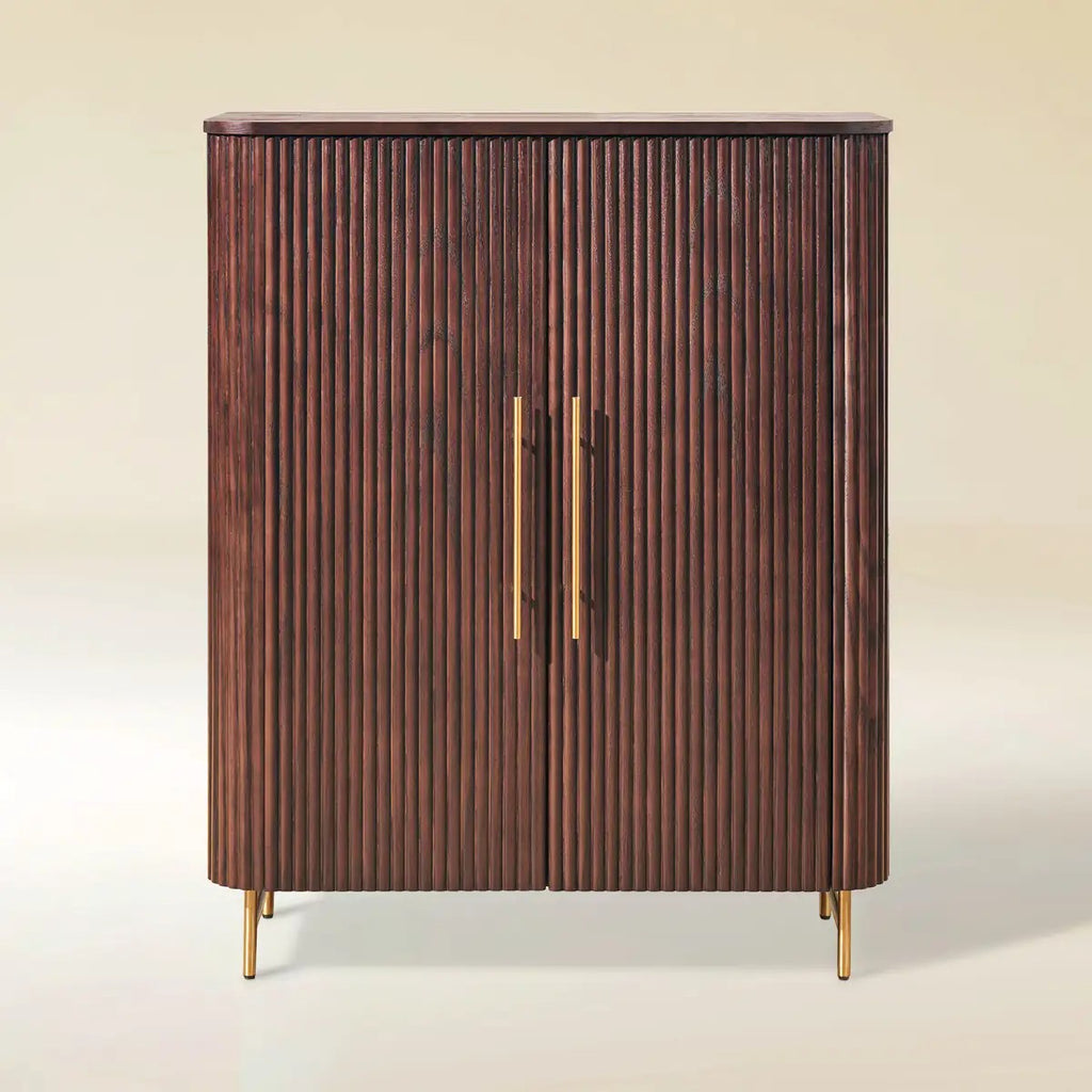 Aura Fluted Oak Wood Shoe Storage 47"W