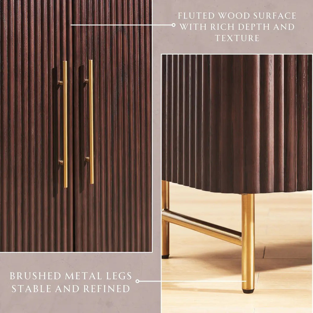 Aura Fluted Oak Wood Shoe Storage 47"W
