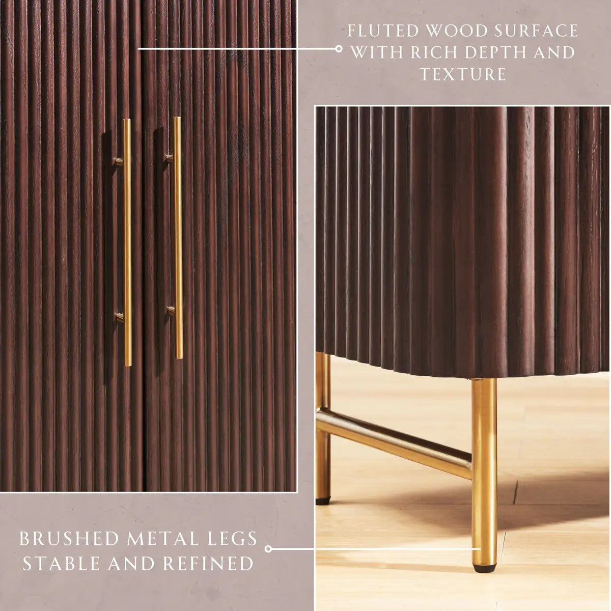 Aura Fluted Oak Wood Shoe Storage 47"W