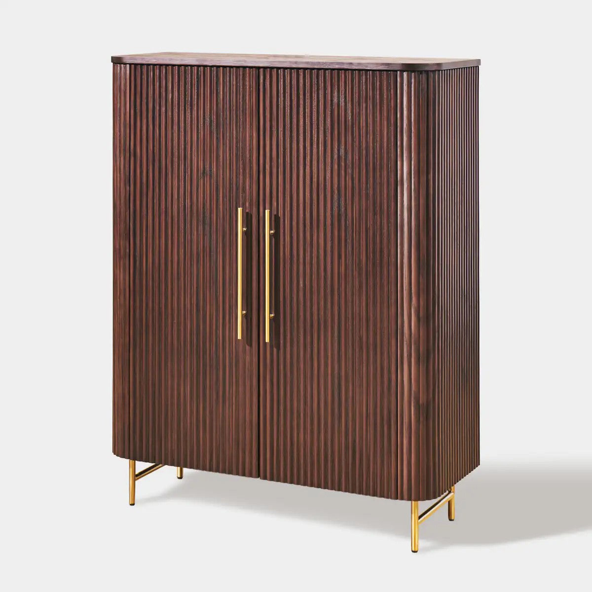 Aura Fluted Oak Wood Shoe Storage 47"W