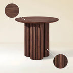 Aura Fluted Oak Wood Side Table 24"D