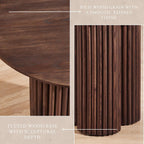 Aura Fluted Oak Wood Side Table 24"D