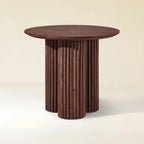 Aura Fluted Oak Wood Side Table 24"D
