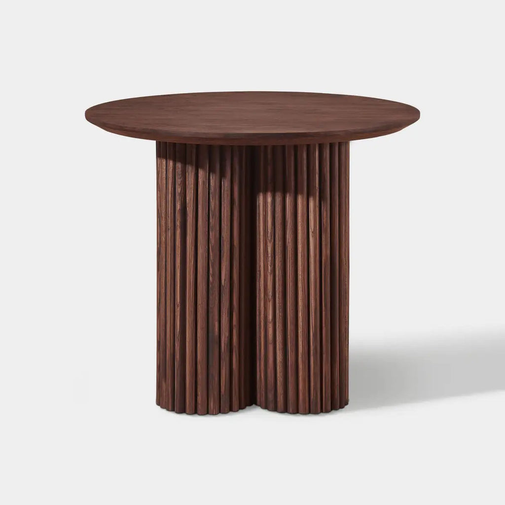 Aura Fluted Oak Wood Side Table 24"D