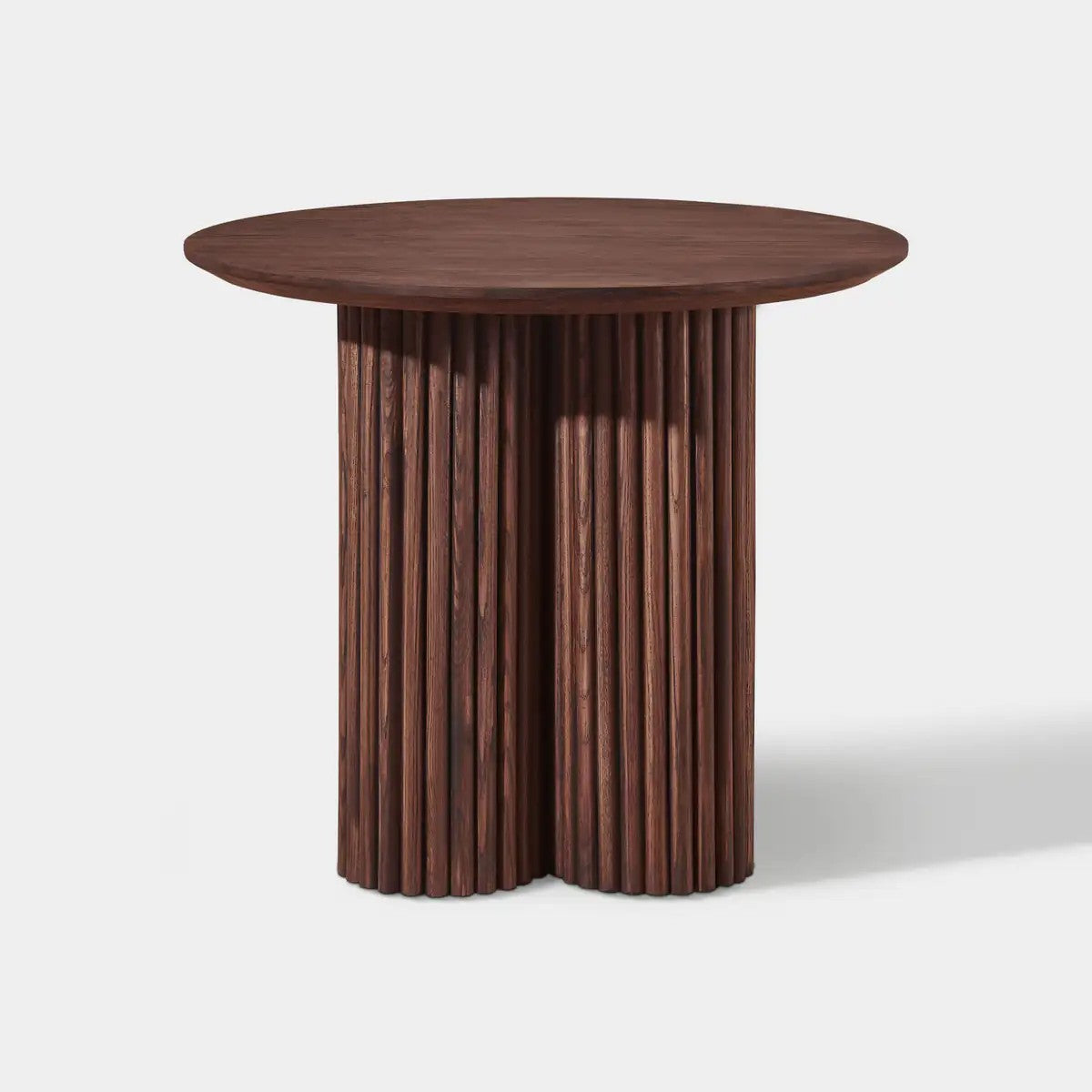 Aura Fluted Oak Wood Side Table 24"D