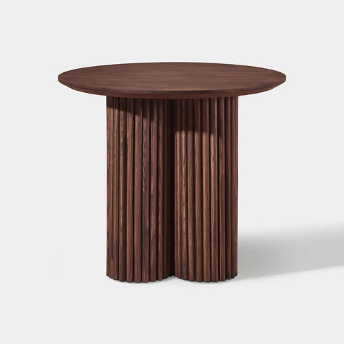 Aura Fluted Oak Wood Side Table 24"D