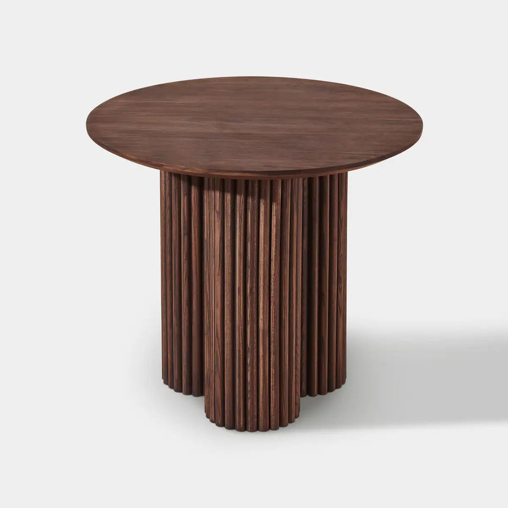 Aura Fluted Oak Wood Side Table 24"D