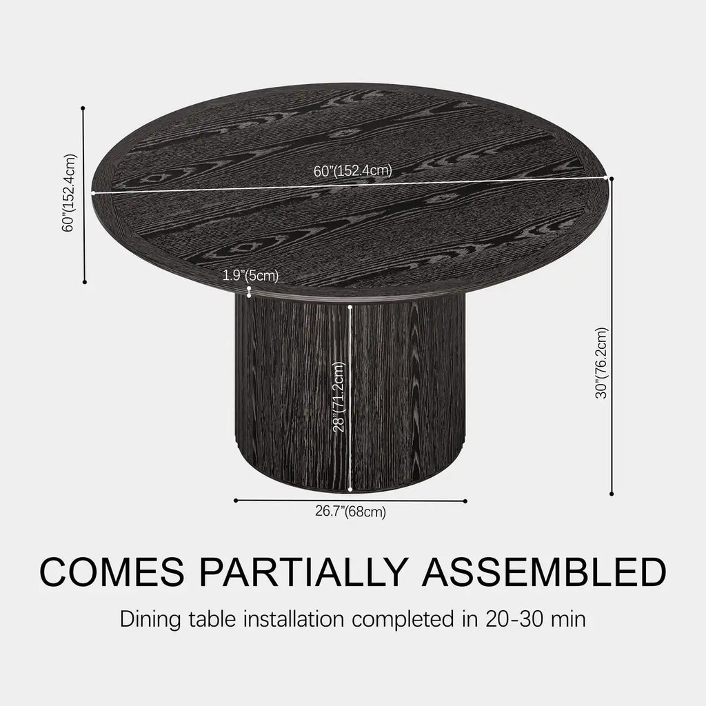 Aurelia Fluted Round Dining Table 60”W