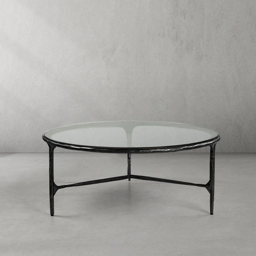 Aurelia Glass Round Coffee Table 3 Legs 35"
