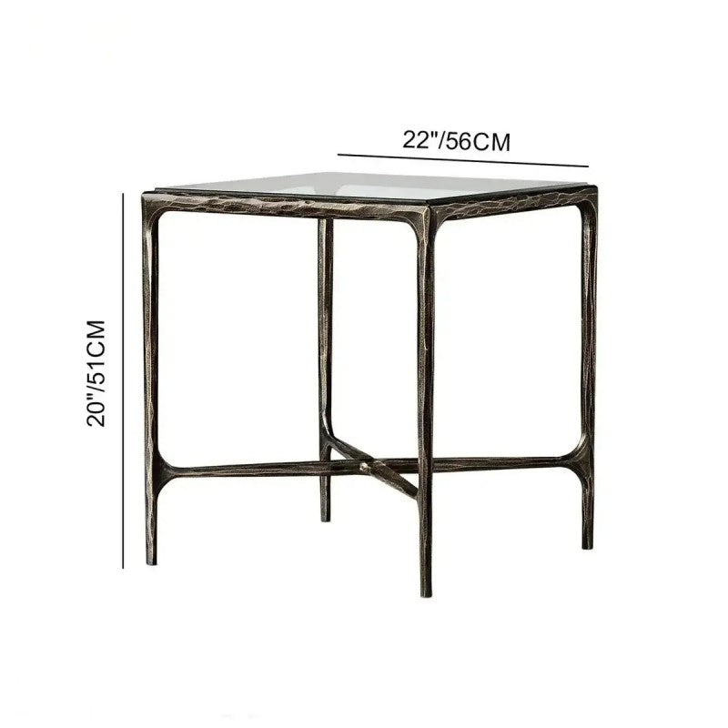 Aurelia Glass Square Side Table 18" 22"
