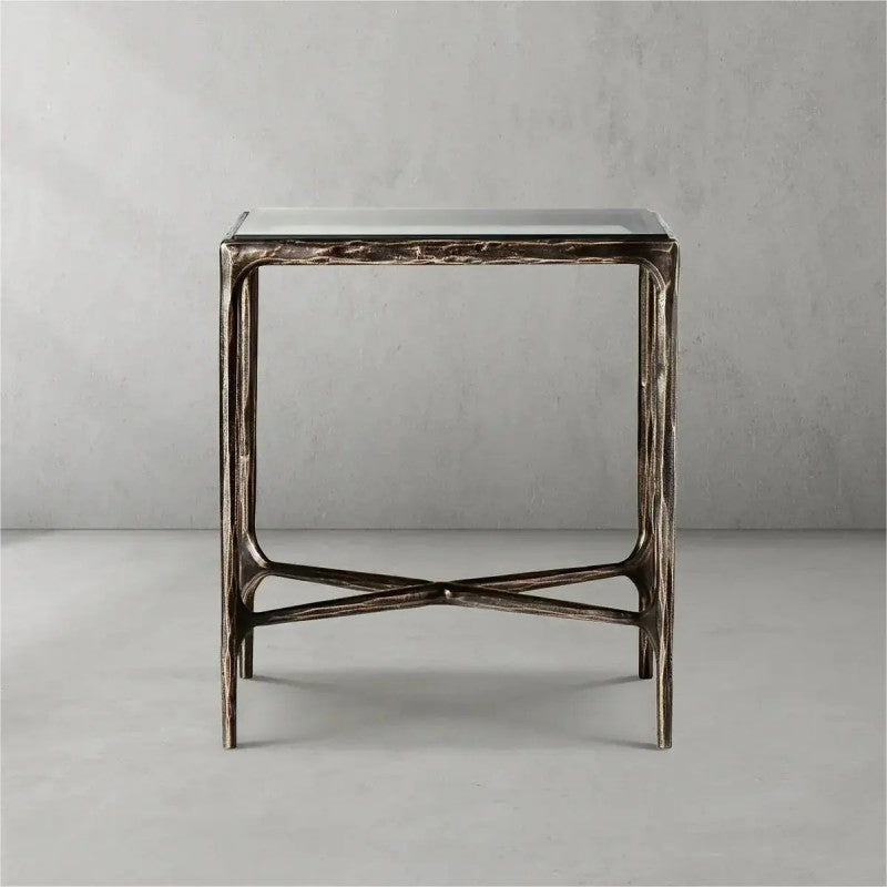 Aurelia Glass Square Side Table 18" 22"