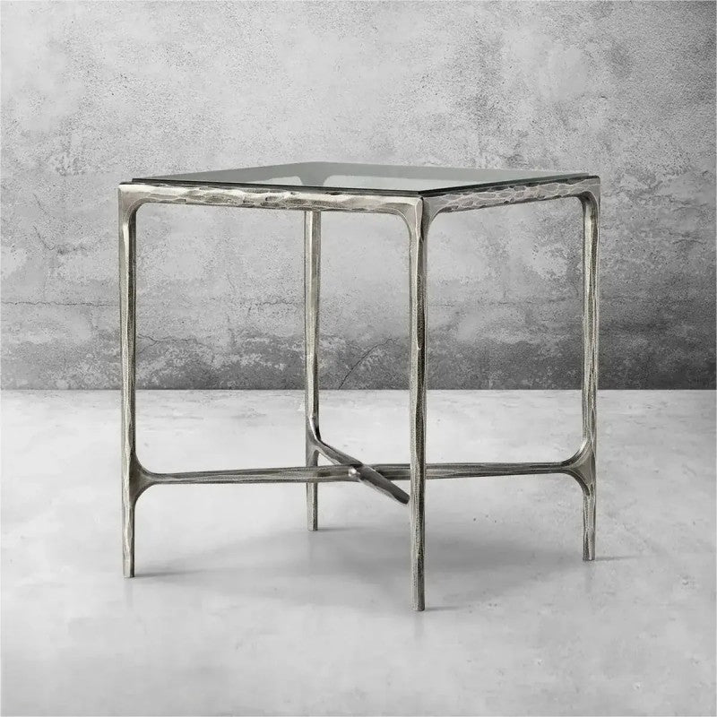 Aurelia Glass Square Side Table 18" 22"