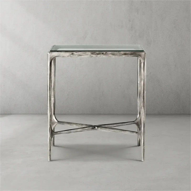 Aurelia Glass Square Side Table 18" 22"