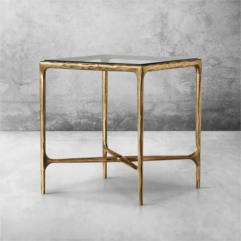 Aurelia Glass Square Side Table 18" 22"