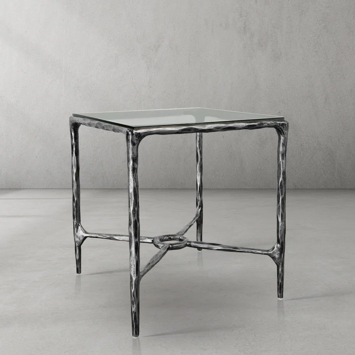 Aurelia Glass Square Side Table Overhang