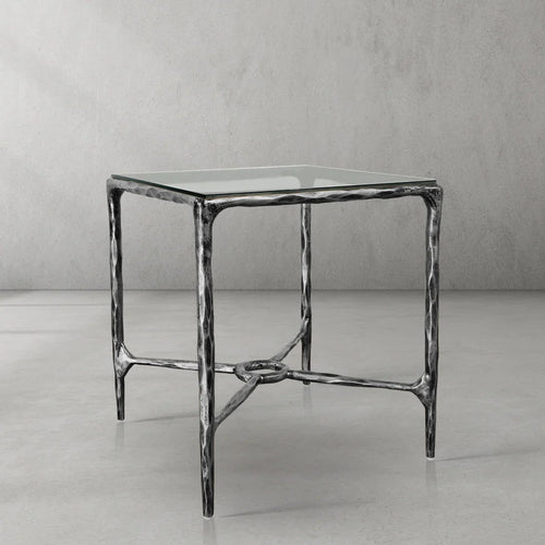 Aurelia Glass Square Side Table Overhang