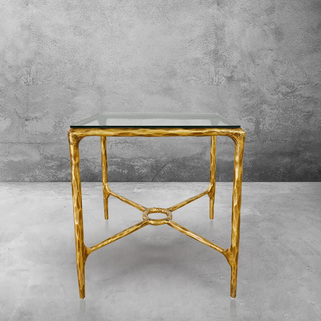 Aurelia Glass Square Side Table Overhang