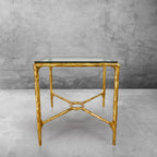Aurelia Glass Square Side Table Overhang