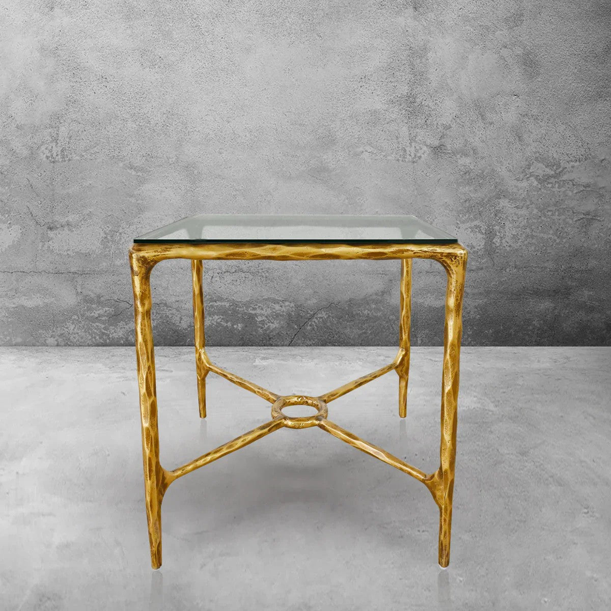 Aurelia Glass Square Side Table Overhang