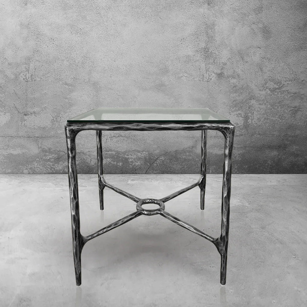 Aurelia Glass Square Side Table Overhang
