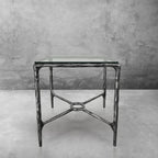 Aurelia Glass Square Side Table Overhang