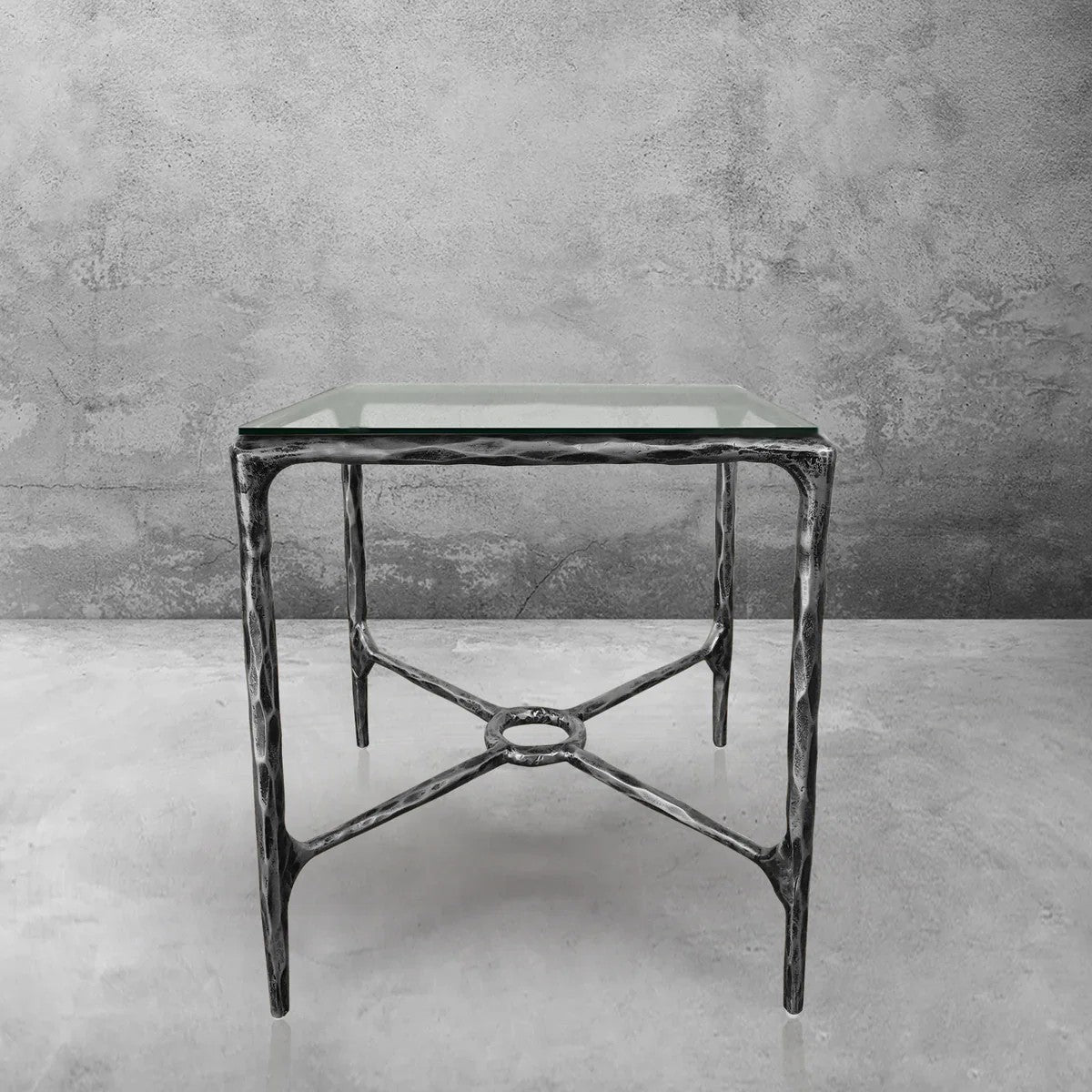 Aurelia Glass Square Side Table Overhang