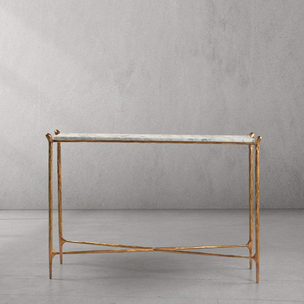 Aurelia Rectangle Horn Marble Console Table