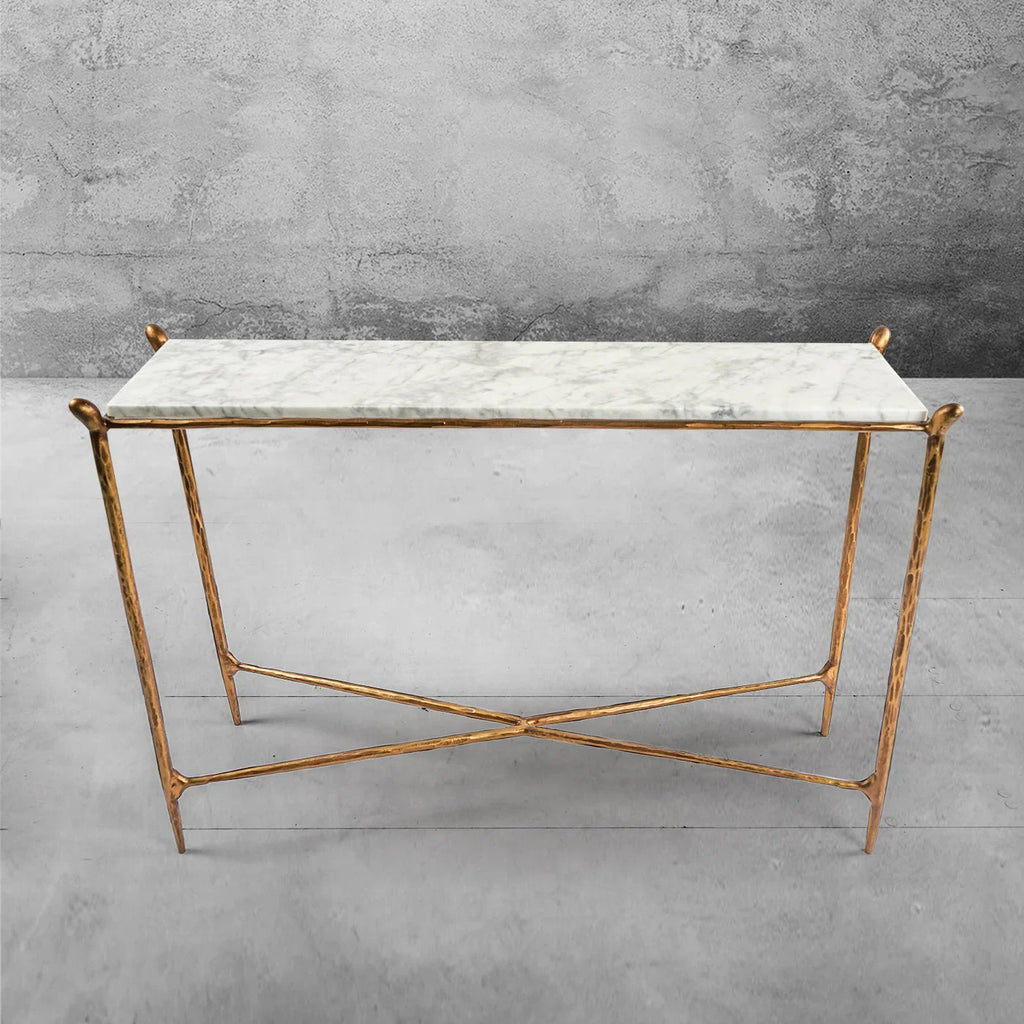 Aurelia Rectangle Horn Marble Console Table