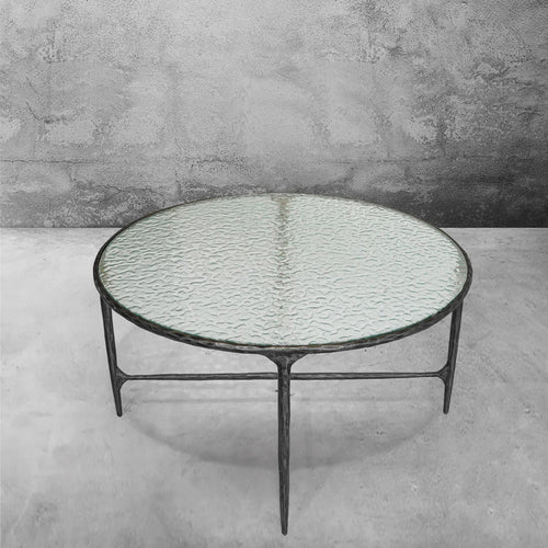 Aurelia Ribbed Glass Round Coffee Table