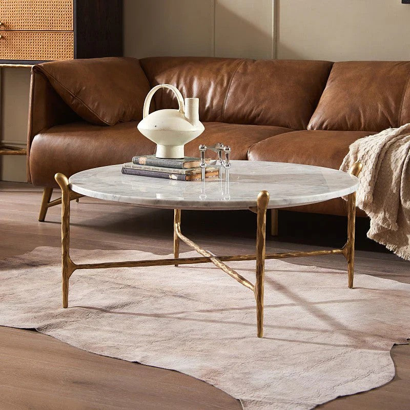 Aurelia Round Horn Marble Coffee Table & Side Table