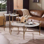 Aurelia Round Horn Marble Coffee Table & Side Table