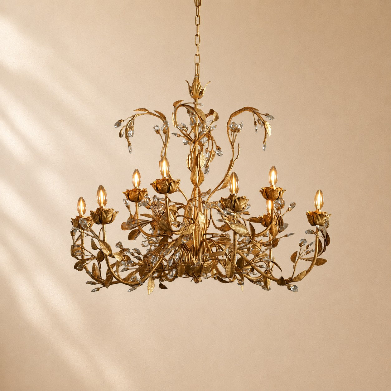 Birre Gilded Floral Crystal Round Chandelier