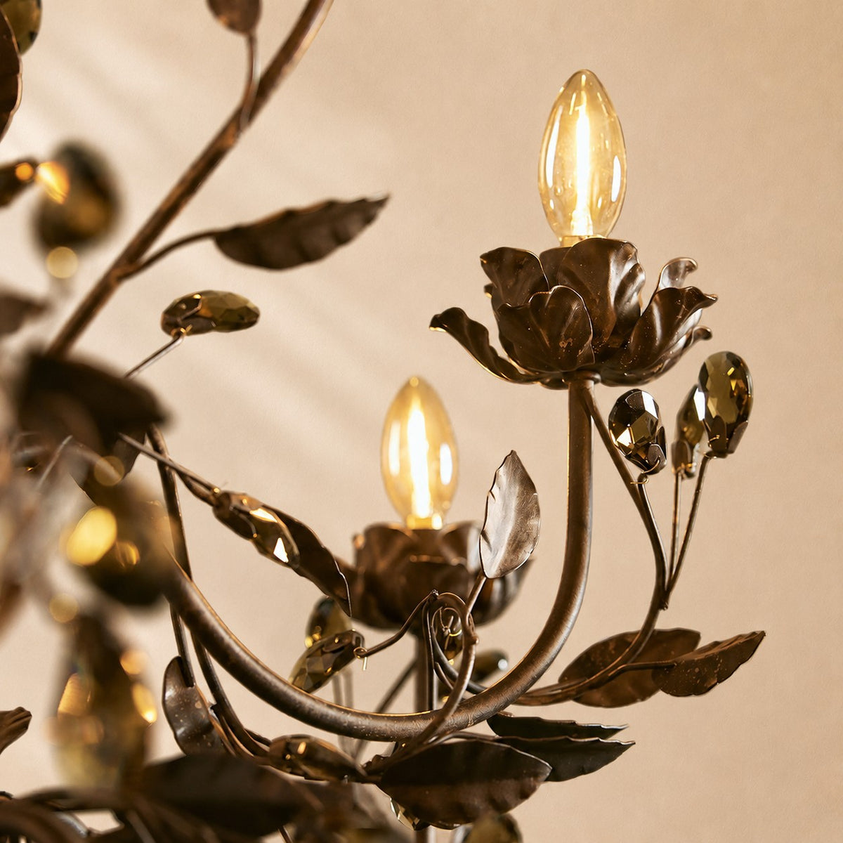 Birre Gilded Floral Crystal Round Chandelier
