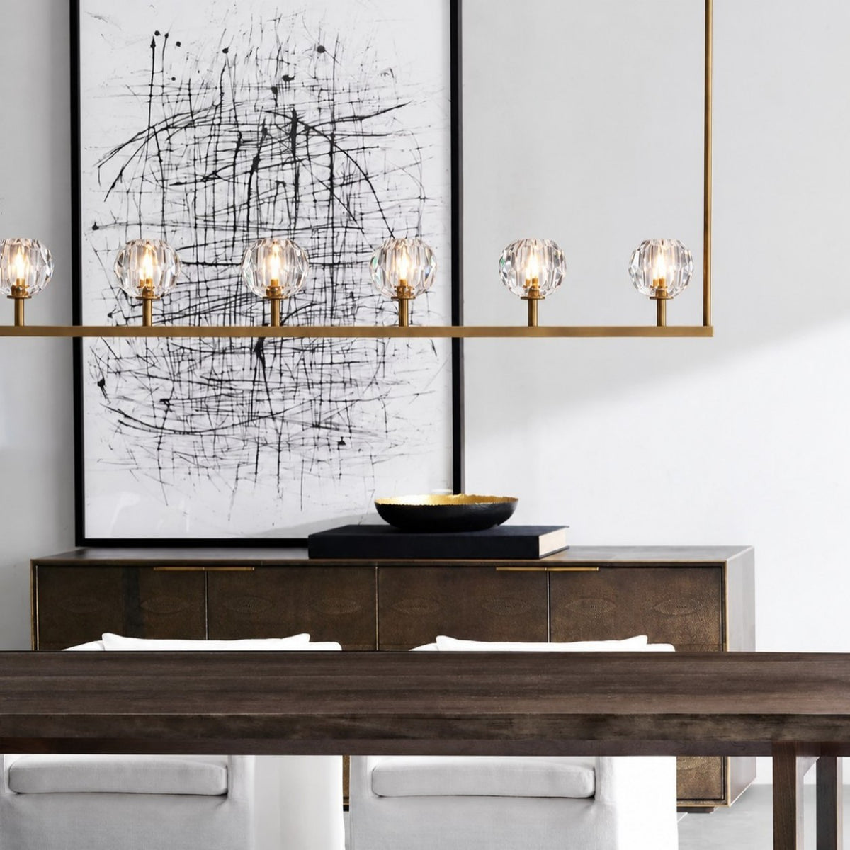 Bouine Glass Linear Chandelier 48''